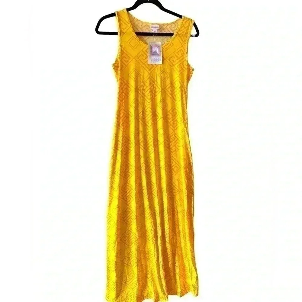 Lularoe small marigold yellow Dani Maxi dress‎ . NWT. Column style. Sleeveless .
